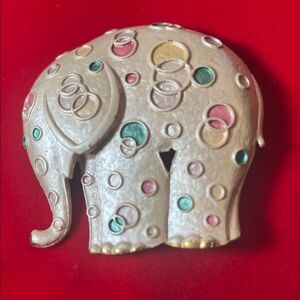 HMS Madeira Creations of a Pastel Enamel Polka Dot Elephant Brooch/Pendant.